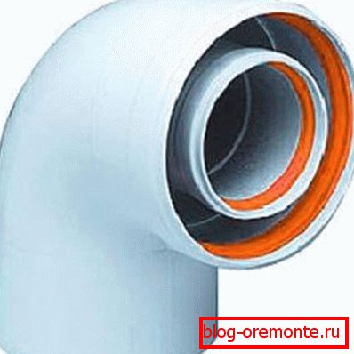 Coudé d'échappement de cheminée coaxial dans la section