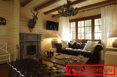 Salon chalet suisse avec chasse Salon chalet suisse avec chasse