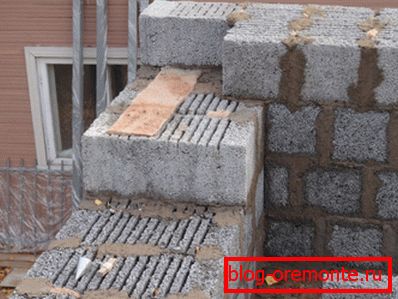 Sur la photo - la construction d'une maison de produits en béton argileux Sur la photo - la construction d'une maison de produits en béton argileux