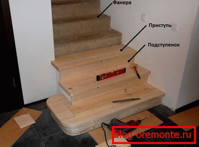 Revêtement d'escalier en béton деревом