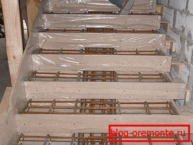 Coffrage avec cage de renfort installée Coffrage avec cage de renfort installée