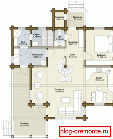 Plan de la maison avec bain et grenier. Plan de la maison avec bain et grenier.