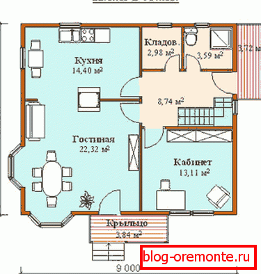 Plan du rez-de-chaussée avec calcul de l'espace Plan du rez-de-chaussée avec calcul de l'espace