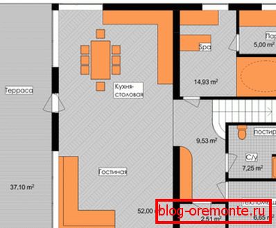 Plan détaillé du rez de chaussée avec terrasse Plan détaillé du rez de chaussée avec terrasse
