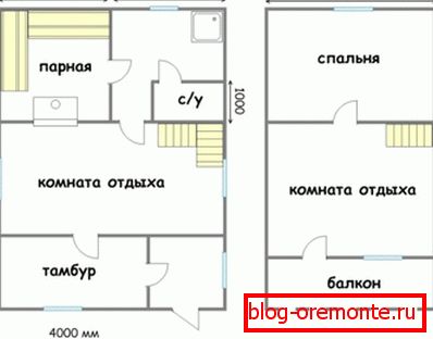 Le projet de la maison 6x9 d'un bar avec une mansarde (le premier et le mansardé) Le projet de la maison 6x9 d'un bar avec une mansarde (le premier et le mansardé)