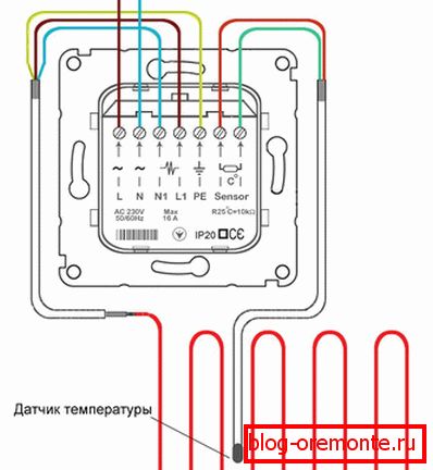 Le schéma de connexion du thermostat