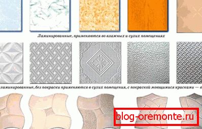 Types de dalles de plafond